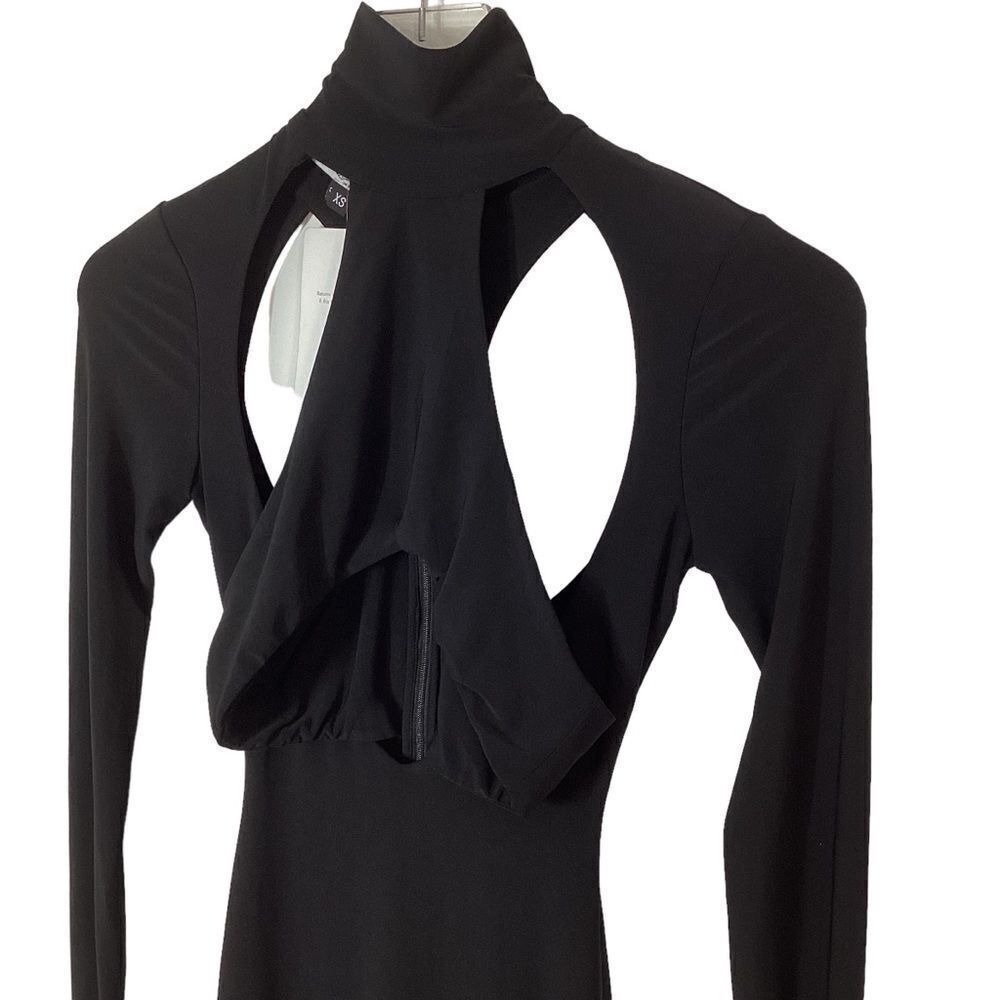 LAQUAN SMITH Size XS NWT Cutout Stretch Jersey Turtleneck Gown Maxi Dress Black - Picture 12 of 16